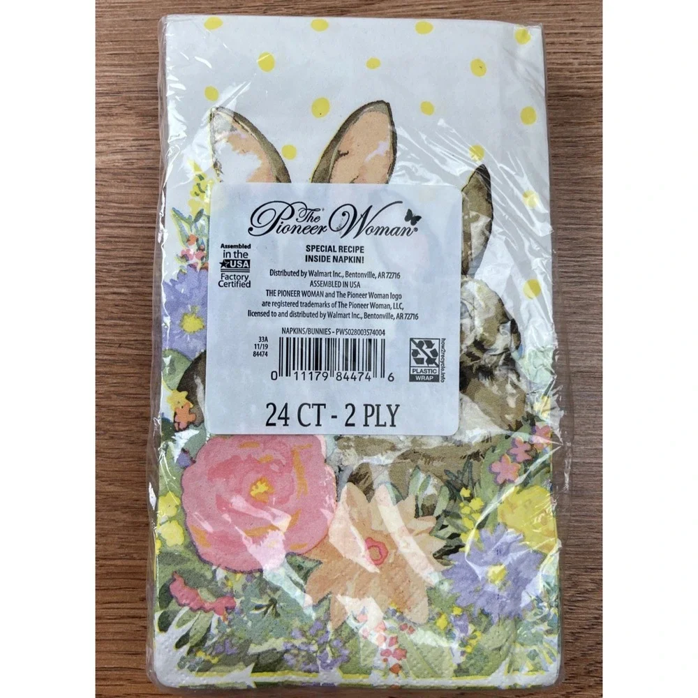 The‎ Pioneer Woman Bunnies Easter Spring Paper Napkins, 24 Count 2-Ply NEW